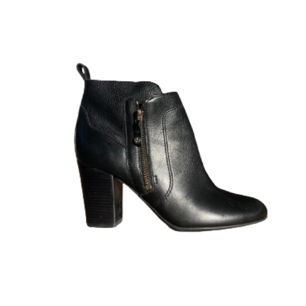Antonio Melani Black Leather Heeled Booties Size 7